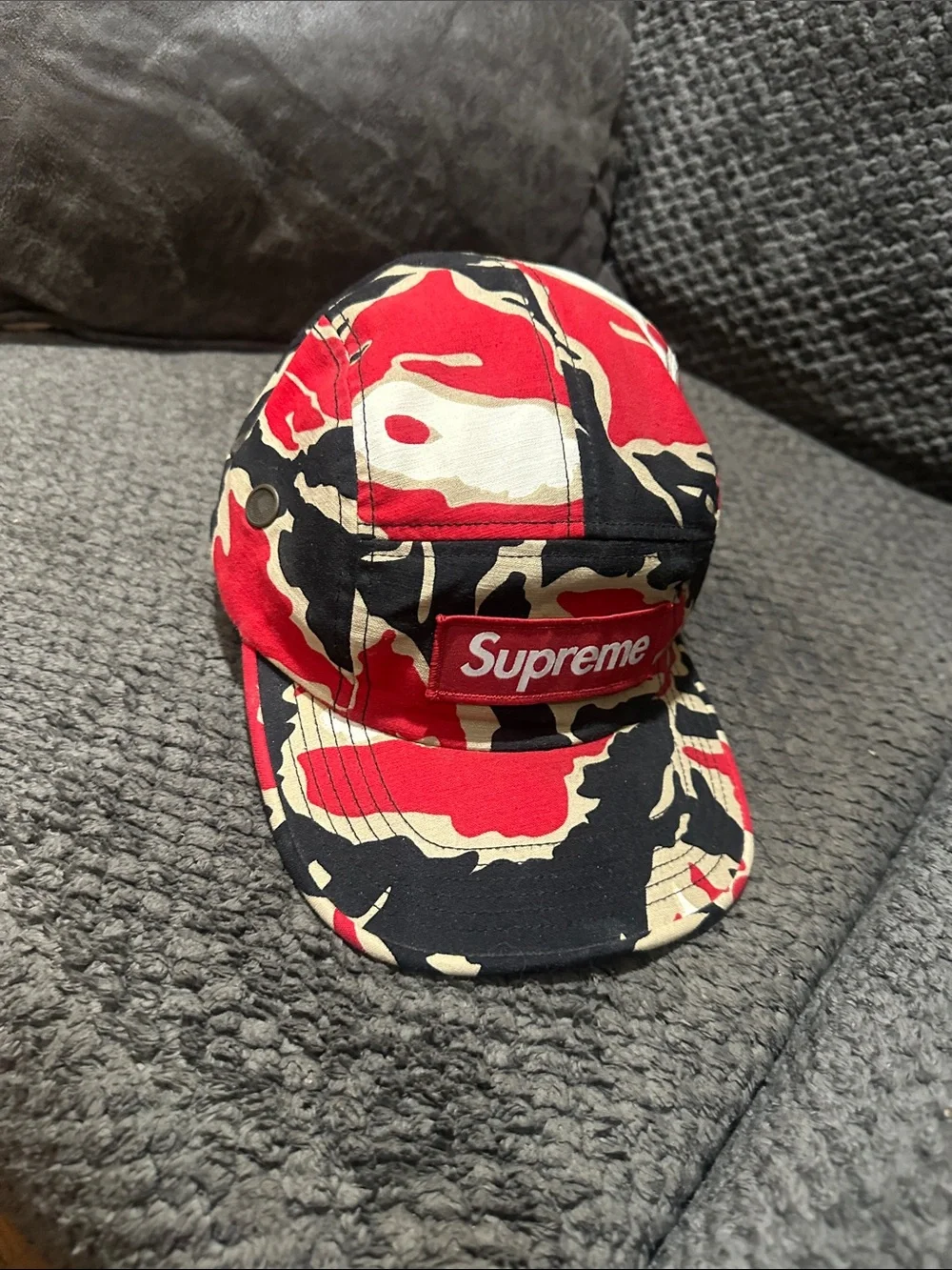 Supreme Red Black Tiger Camo Camp Cap RARE  deadstock